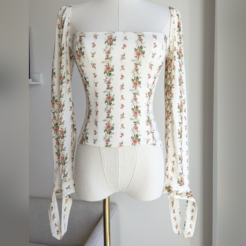 Reformation Ariana Floral Smocked Blouse